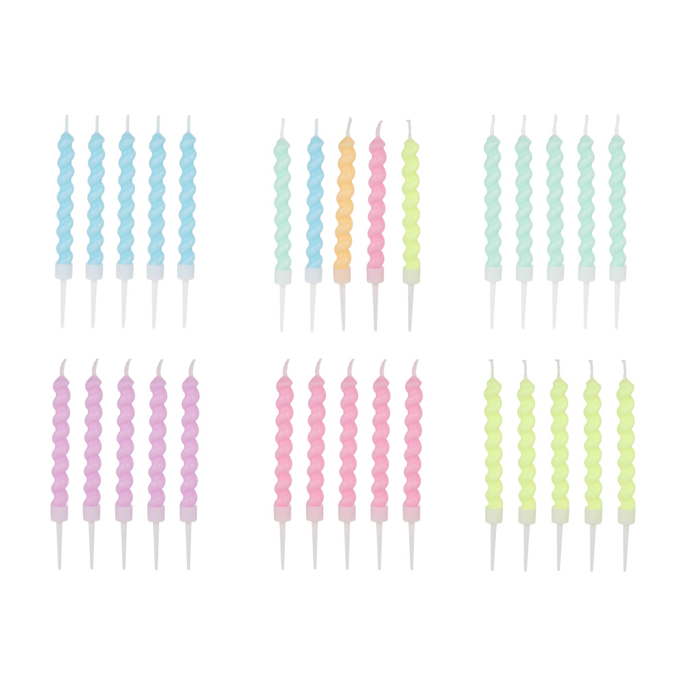 Набор свечей витых для торта тм Fntastic, 6 шт, 7,5 см, парафин, микс, арт.№ 506-208