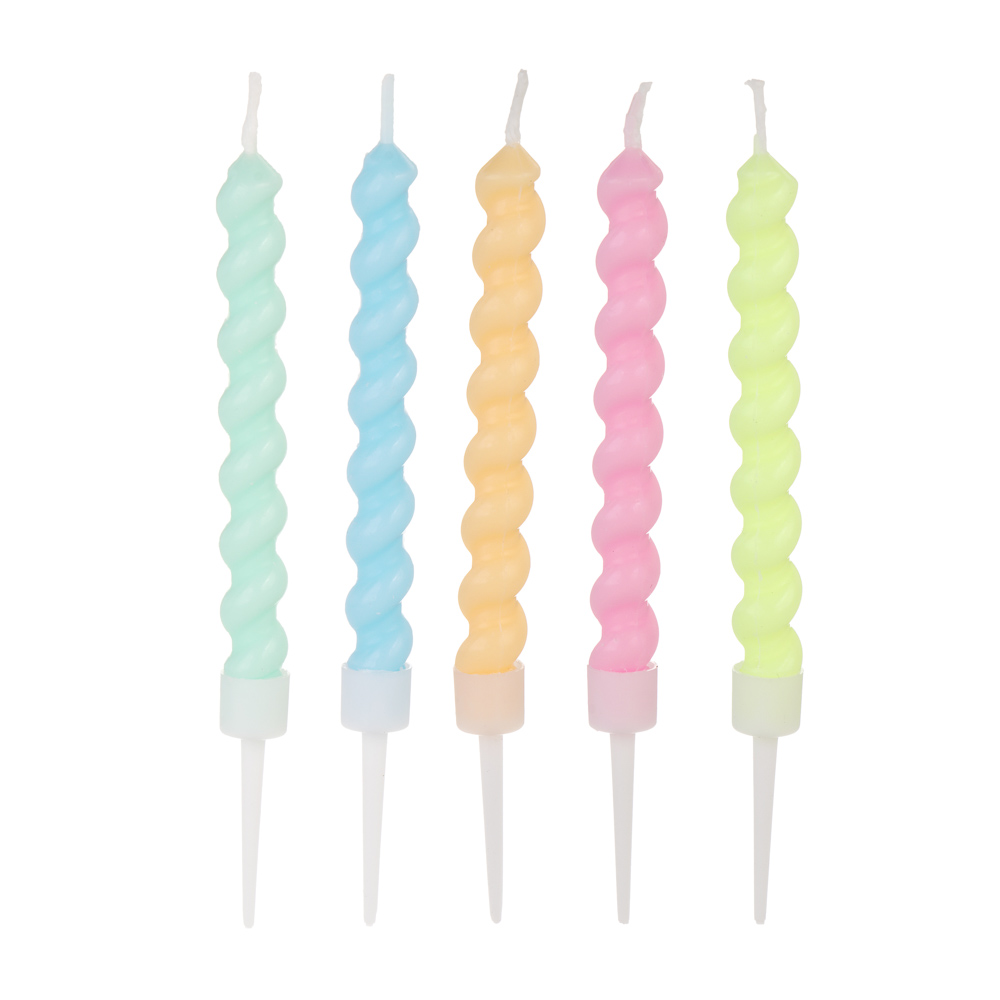 Набор свечей витых для торта тм Fntastic, 6 шт, 7,5 см, парафин, микс, арт.№ 506-208
