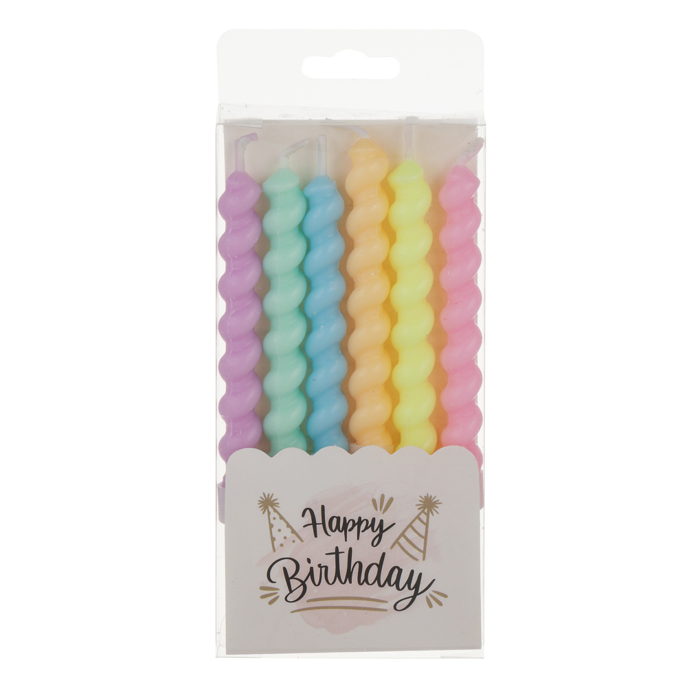 Набор свечей витых для торта тм Fntastic, 6 шт, 7,5 см, парафин, микс, арт.№ 506-208