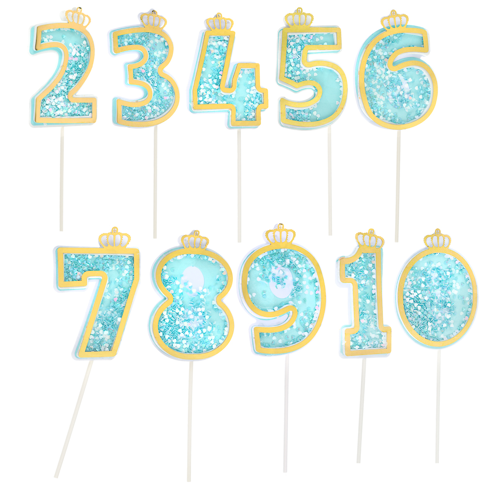 FNtastic Декор для торта, цифры (0-9), 23,5 см, пластик, бумага, цвет голубой, арт.№ 530-325