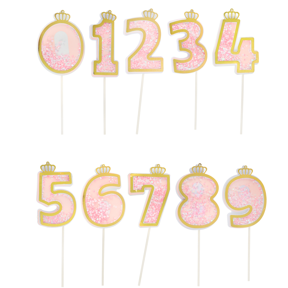 FNtastic Декор для торта, цифры (0-9), 23,5 см, пластик, бумага, цвет розовый, арт.№ 530-328
