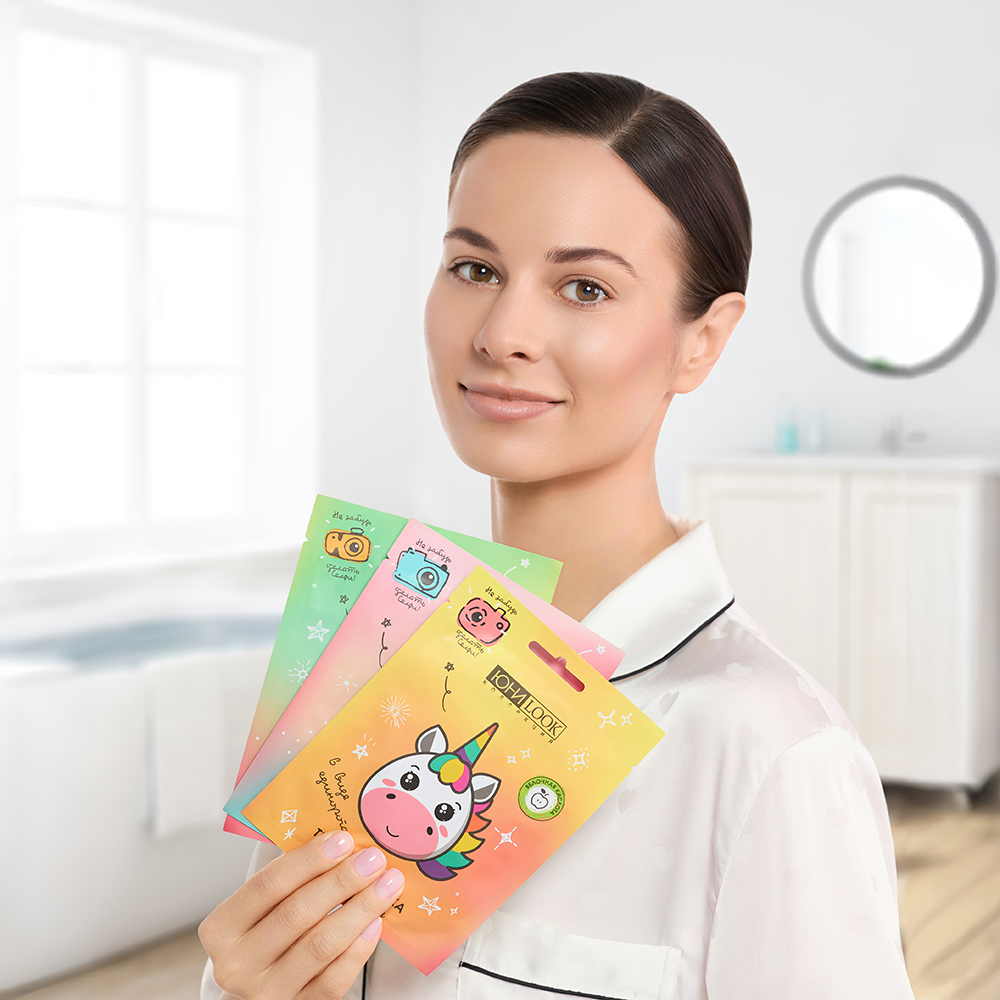 ЮНИLOOK Набор Маска для лица тканевая Забавные животные, 24мл х 3шт, 3 вида, арт.№ 022-109