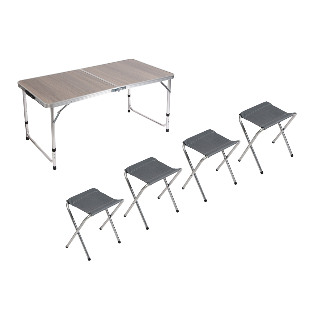 Стол туристический тм РУССО ТУРИСТО, 120х60х70см, с 4 табуретами, 33х33х33см, арт.№ 121-079