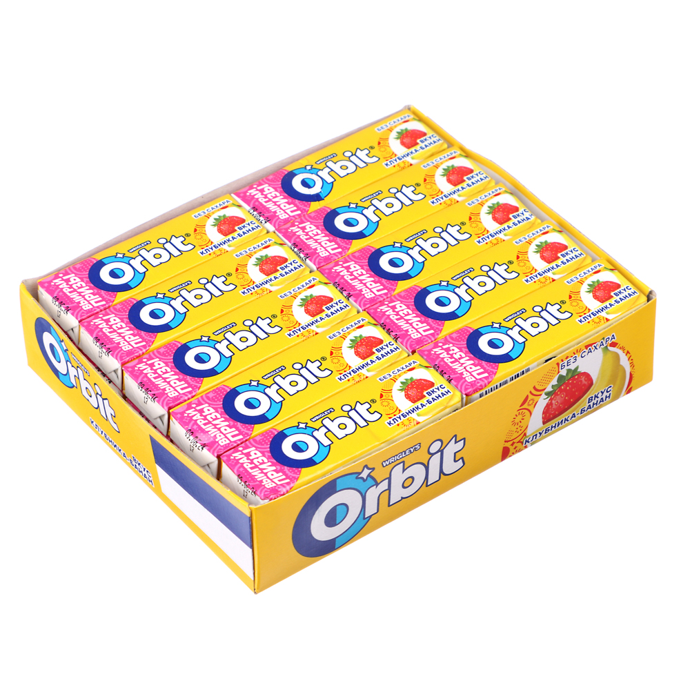 Жевательная резинка Орбит Сочный арбуз/Клубника банан/Баблминт 13,6гр, арт.№ 347-230