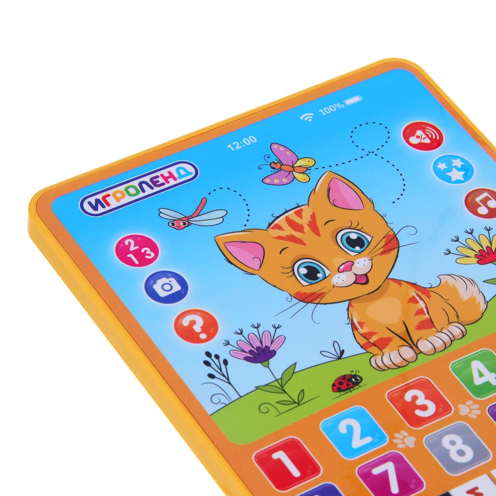ИГРОЛЕНД Планшет интерактивный "Рыжий котик", звук, ABS, 3AAA, 14х20,5х1,8см, арт.№ 272-742