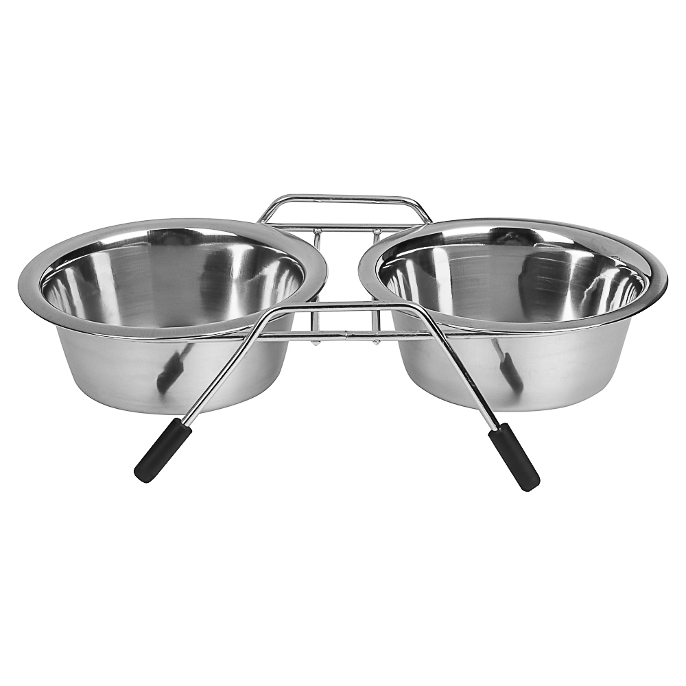 Миска для домашних животных двойная, нерж.сталь, 2x240 мл, арт.№ 273-471