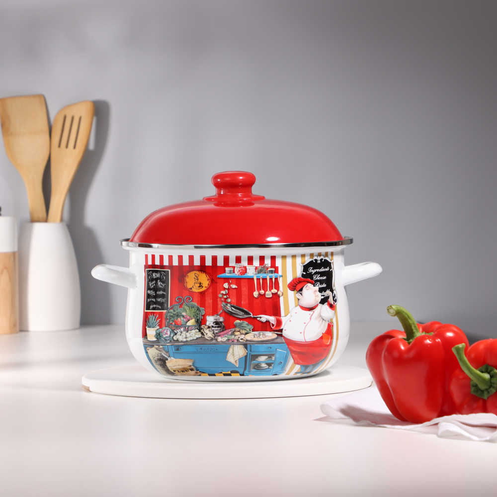 VETTA Повар Кастрюля эмалированная, 24см, 5,0л, индукция, арт.№ 894-441