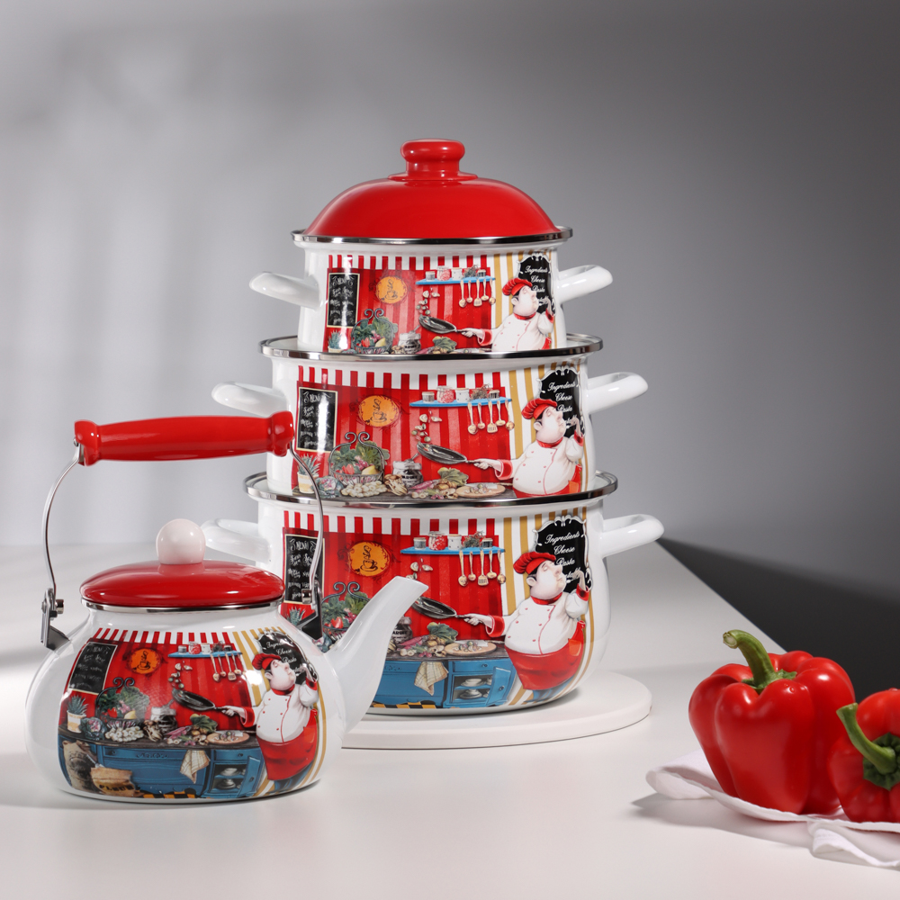 VETTA Повар Кастрюля эмалированная, 24см, 5,0л, индукция, арт.№ 894-441