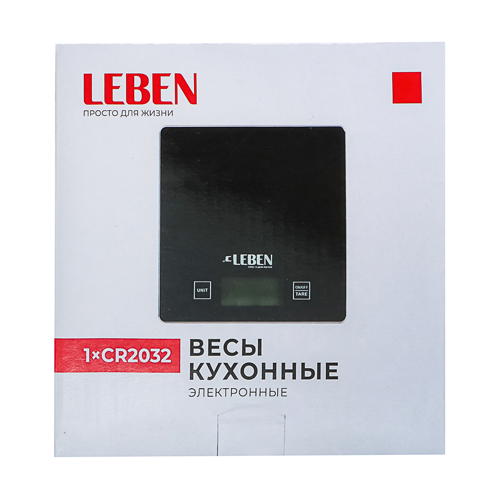 LEBEN Весы кухонные электронные, стекл.платформа, макс.нагр. 5кг (точн.измер. 1гр), арт.№ 268-045