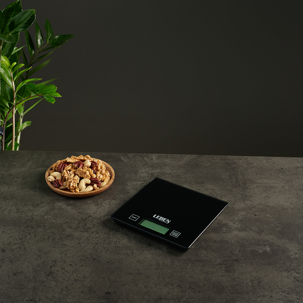 LEBEN Весы кухонные электронные, стекл.платформа, макс.нагр. 5кг (точн.измер. 1гр), арт.№ 268-045