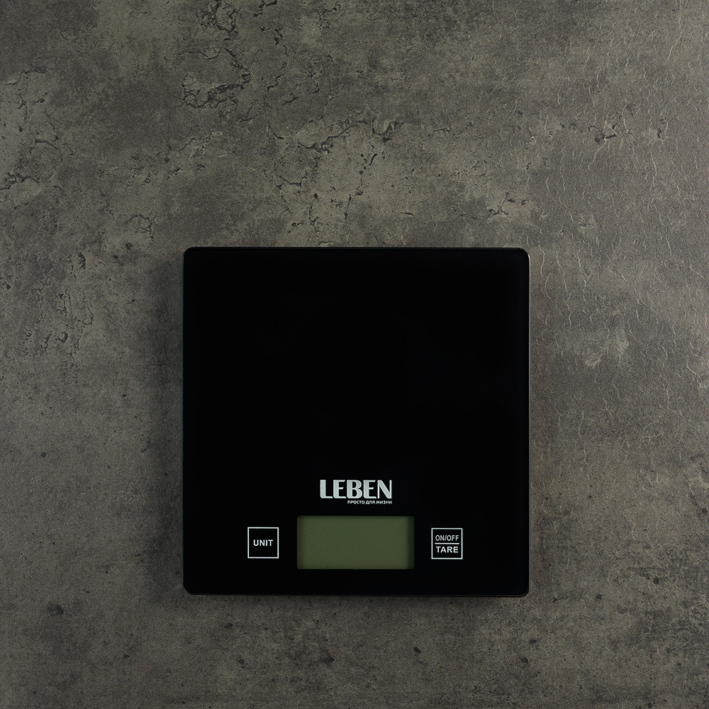 LEBEN Весы кухонные электронные, стекл.платформа, макс.нагр. 5кг (точн.измер. 1гр), арт.№ 268-045
