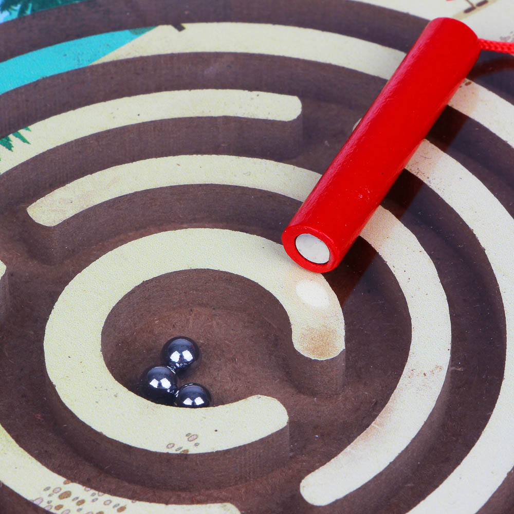 ИГРОЛЕНД Лабиринт с шариком "Три кота и море приключений", дер., пласт, мет, 14,5х15см, 4 диз, арт.№ 897-084