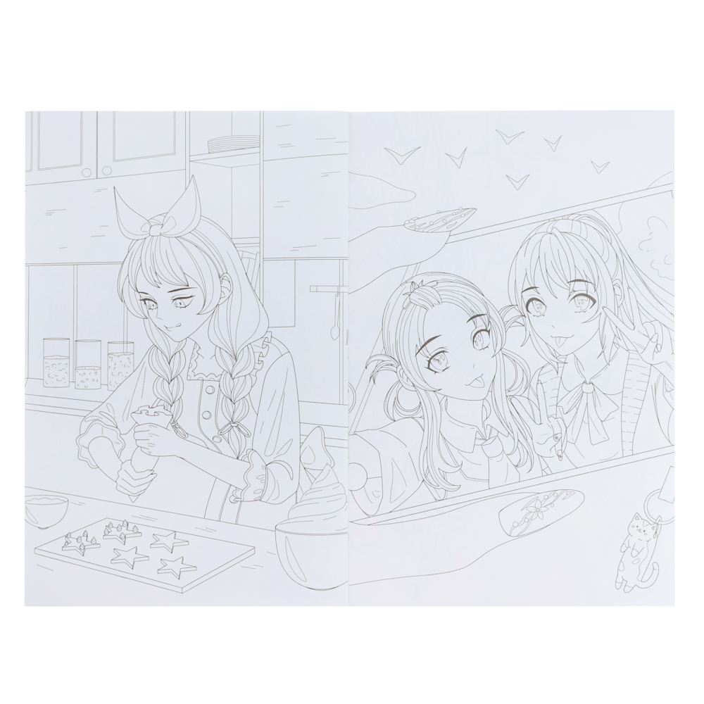 Раскраска аниме, 17х26см, 12 стр., 5 дизайнов, арт.№ 290-386