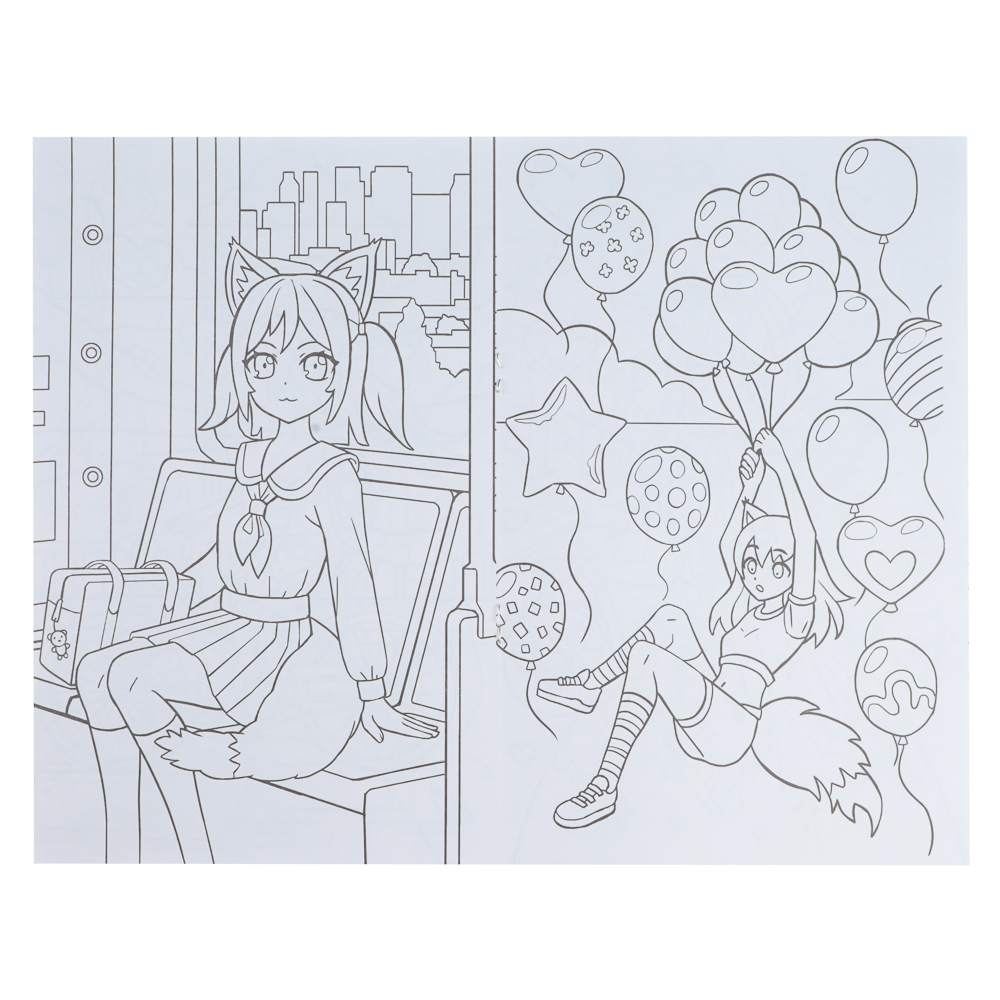 Раскраска аниме, 17х26см, 12 стр., 5 дизайнов, арт.№ 290-386