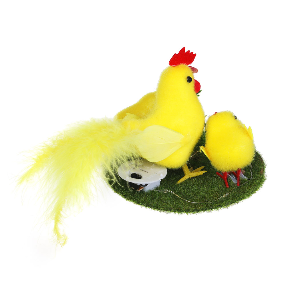 Гирлянда с декором Пасхальным в виде курочек,3*LR44,1 реж,12,5x11 см, полиэст, пласт, пеноп, картон,, арт.№ 535-023