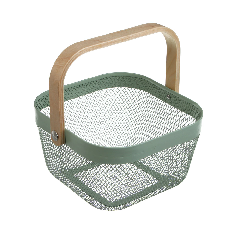 Корзинка тм VETTA Ботаника, 23х16,5х12,5см, металл, деревянная ручка, 2 цвета, арт.№ 414-219