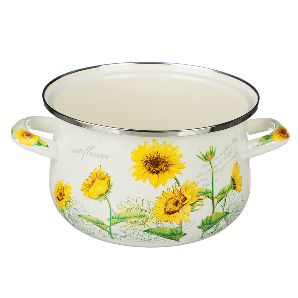 VETTA Подсолнухи Кастрюля эмалированная, 18см, 2,0л, индукция, арт.№ 894-521