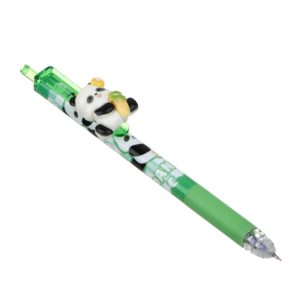 Авторучка гелевая "пиши-стирай" синяя, с подвижной фигуркой на клипе, "Панда", 3 дизайна, арт.№ 591-237