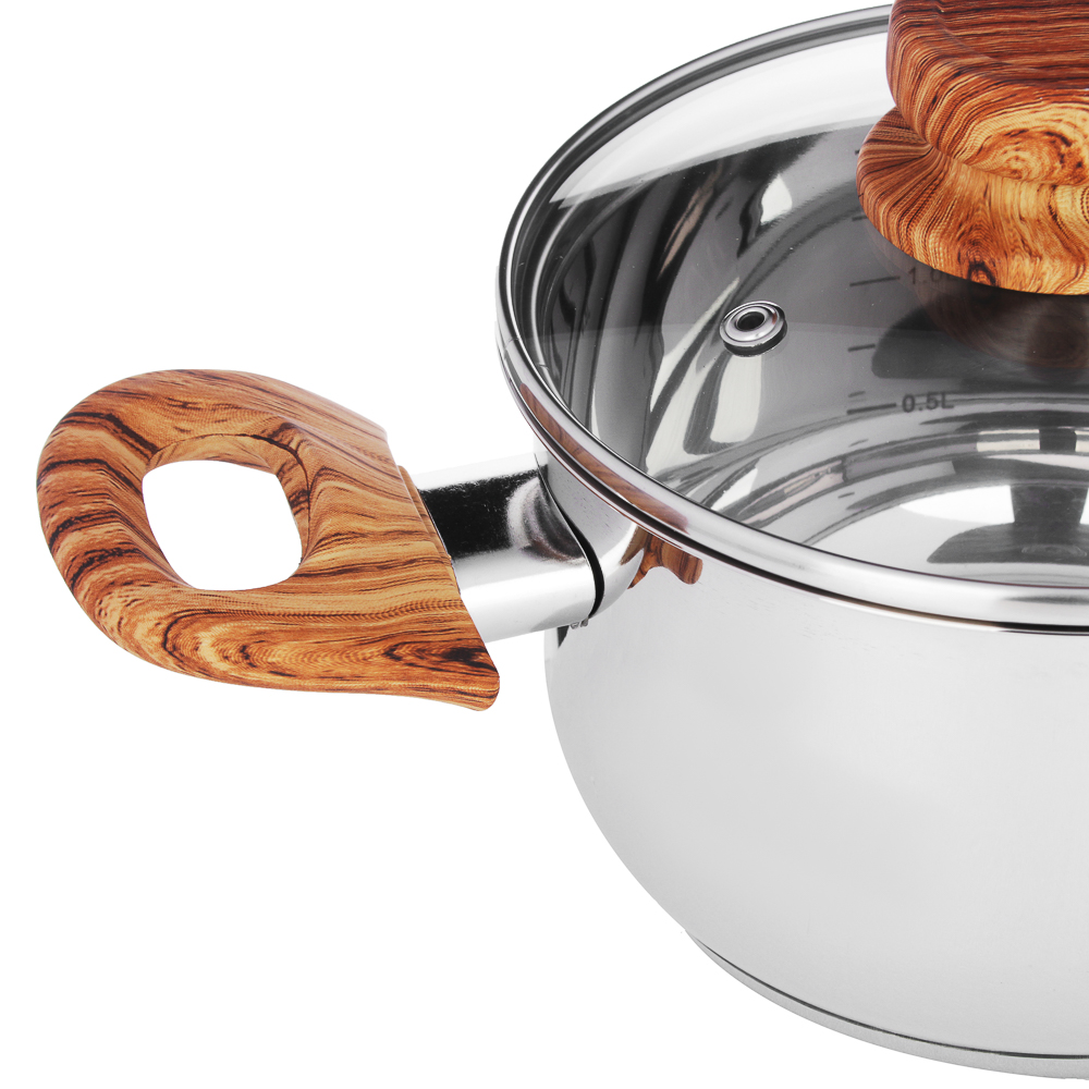 VETTA Боньер Кастрюля 16х9,5см, 1,7л, со стекл. крышкой, индукция, арт.№ 822-199