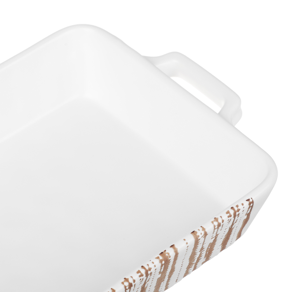 MILLIMI Форма для запекания и сервировки прямоугольная с ручками, керамика, 31х19х5,5 см, объем 1,4 л, белая, арт.№ 826-392