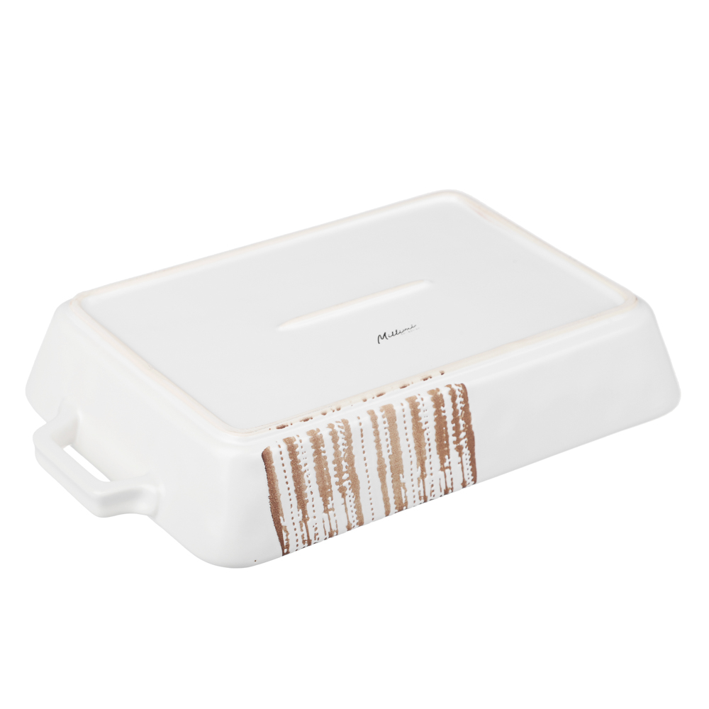 MILLIMI Форма для запекания и сервировки прямоугольная с ручками, керамика, 31х19х5,5 см, объем 1,4 л, белая, арт.№ 826-392