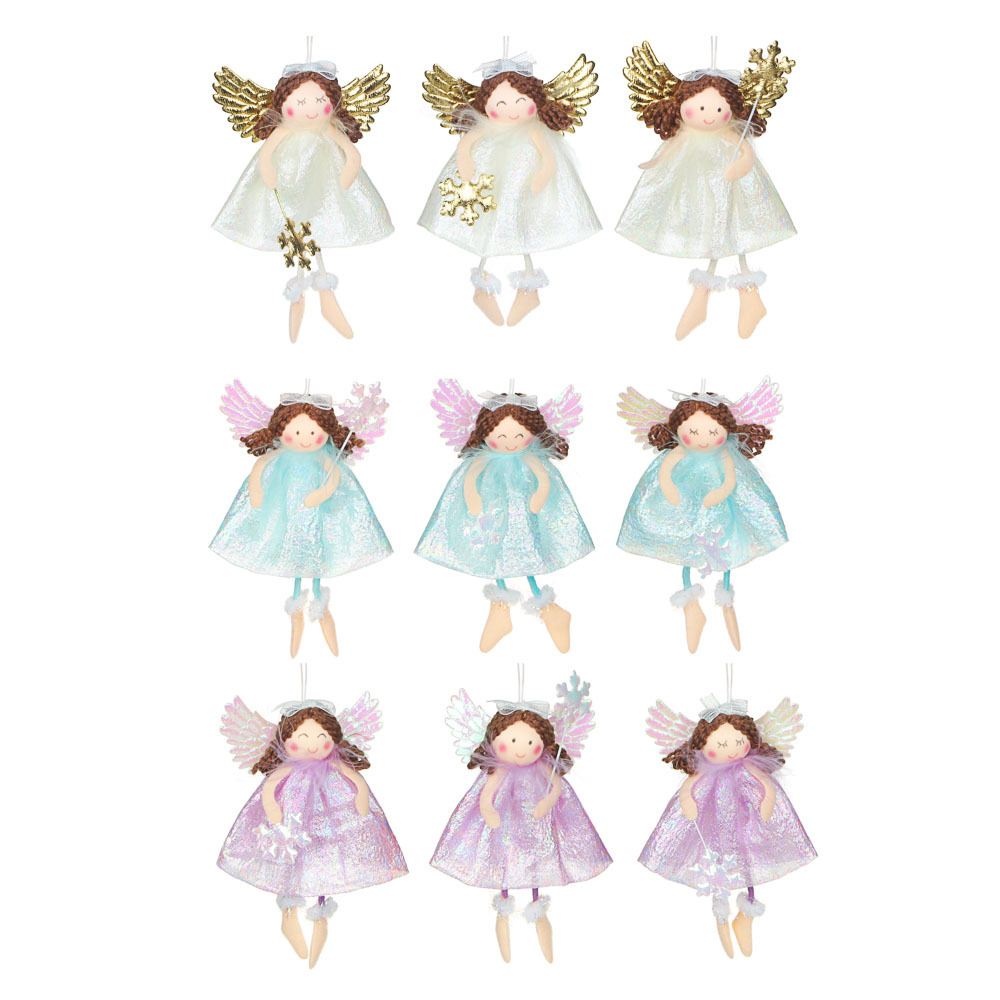 СНОУ БУМ Подвеска "Фея со снежинкой", 12см, полиэстер, 3 цвета, арт.№ 396-632