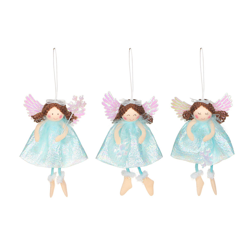 СНОУ БУМ Подвеска "Фея со снежинкой", 12см, полиэстер, 3 цвета, арт.№ 396-632