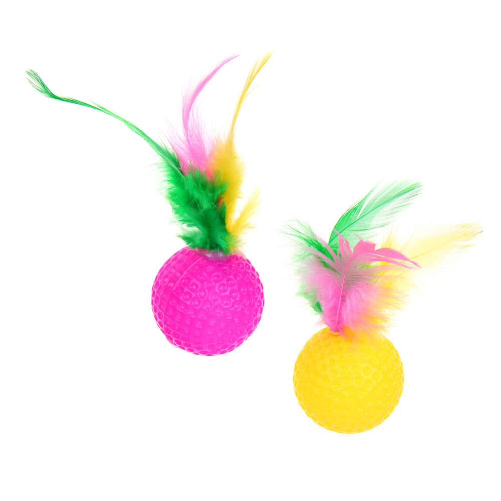 VETTA Игрушка для домашних животных, набор 2 шт, шарики с перьями, пластмасса, арт.№ 273-188