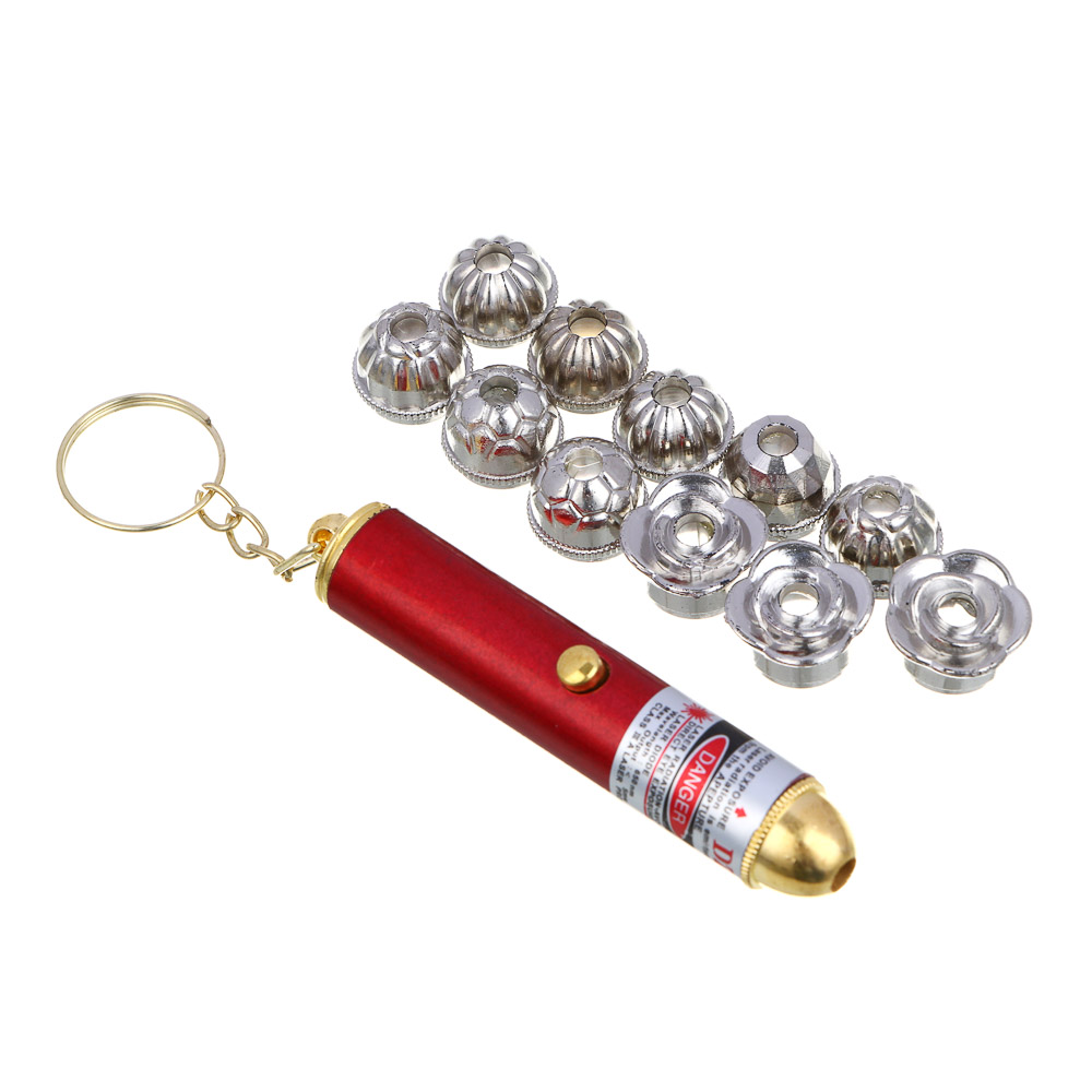 Фонарь-лазерная указка тм РОКОТ, на брелоке, 12 насадок, 3хLR44, арт.№ 227-004