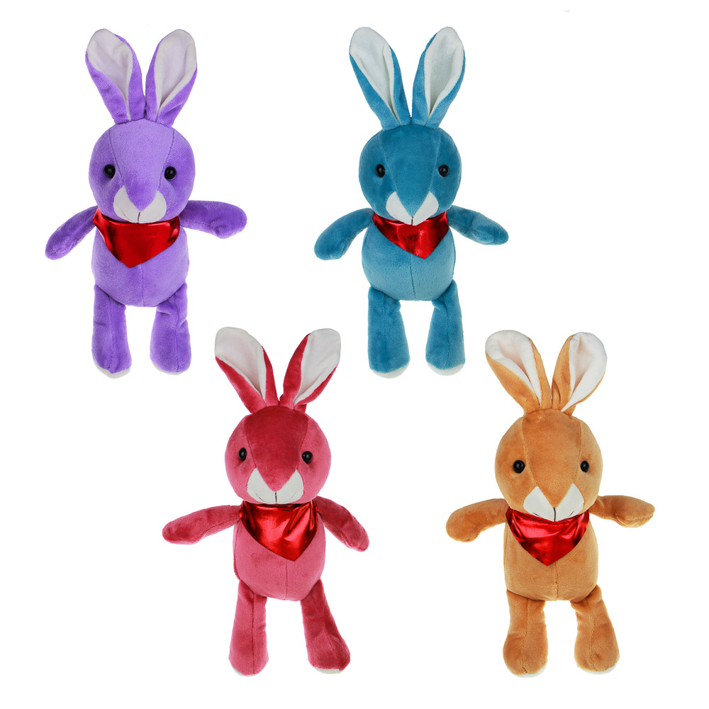 СНОУ БУМ Сувенир мягкий в виде зайца, 20x12x9 см, полиэстер, 4 цвета, арт.№ 394-364