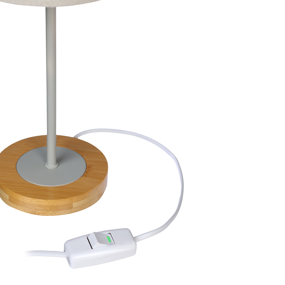 Светильник переносной настольный BY Эльбург, 34см, E14, 40Вт, 230В бамбук, металл, текстиль, серый, арт.№ 476-432