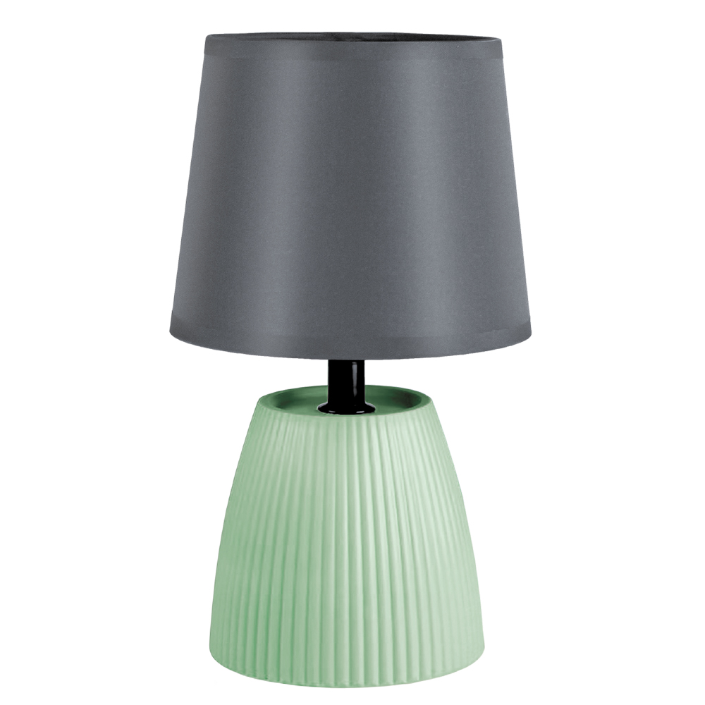 Светильник переносной настольный BY Марсель, 25 см, E14, 40Вт, 230В, керамика, текстиль, сер/зел, арт.№ 476-022