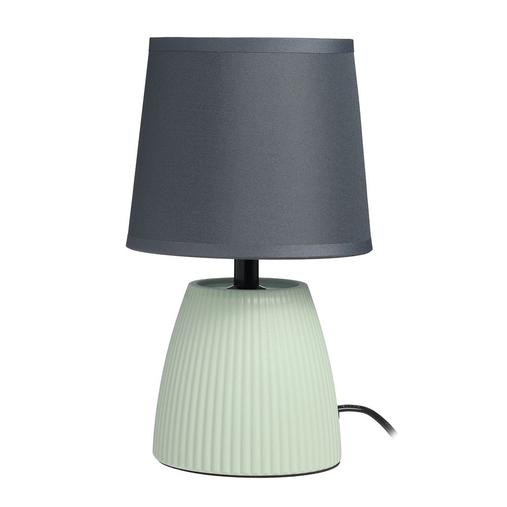 Светильник переносной настольный BY Марсель, 25 см, E14, 40Вт, 230В, керамика, текстиль, сер/зел, арт.№ 476-022