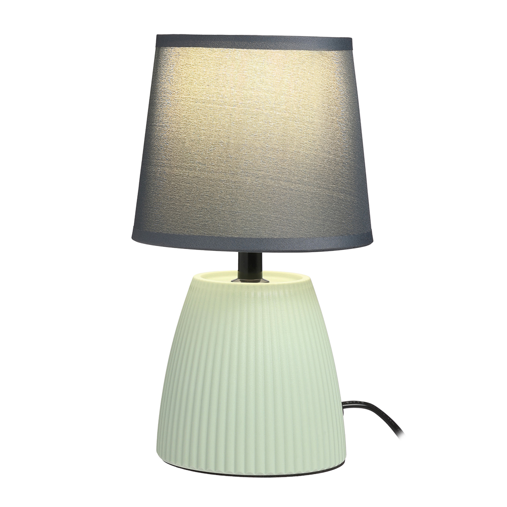 Светильник переносной настольный BY Марсель, 25 см, E14, 40Вт, 230В, керамика, текстиль, сер/зел, арт.№ 476-022