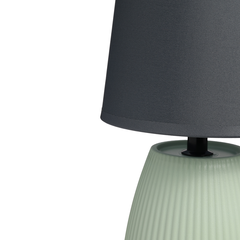 Светильник переносной настольный BY Марсель, 25 см, E14, 40Вт, 230В, керамика, текстиль, сер/зел, арт.№ 476-022