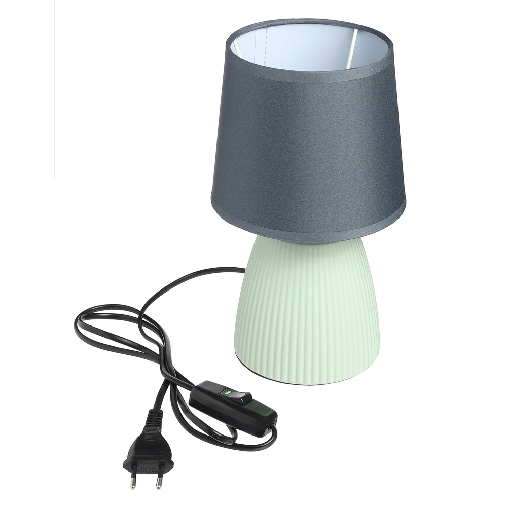 Светильник переносной настольный BY Марсель, 25 см, E14, 40Вт, 230В, керамика, текстиль, сер/зел, арт.№ 476-022