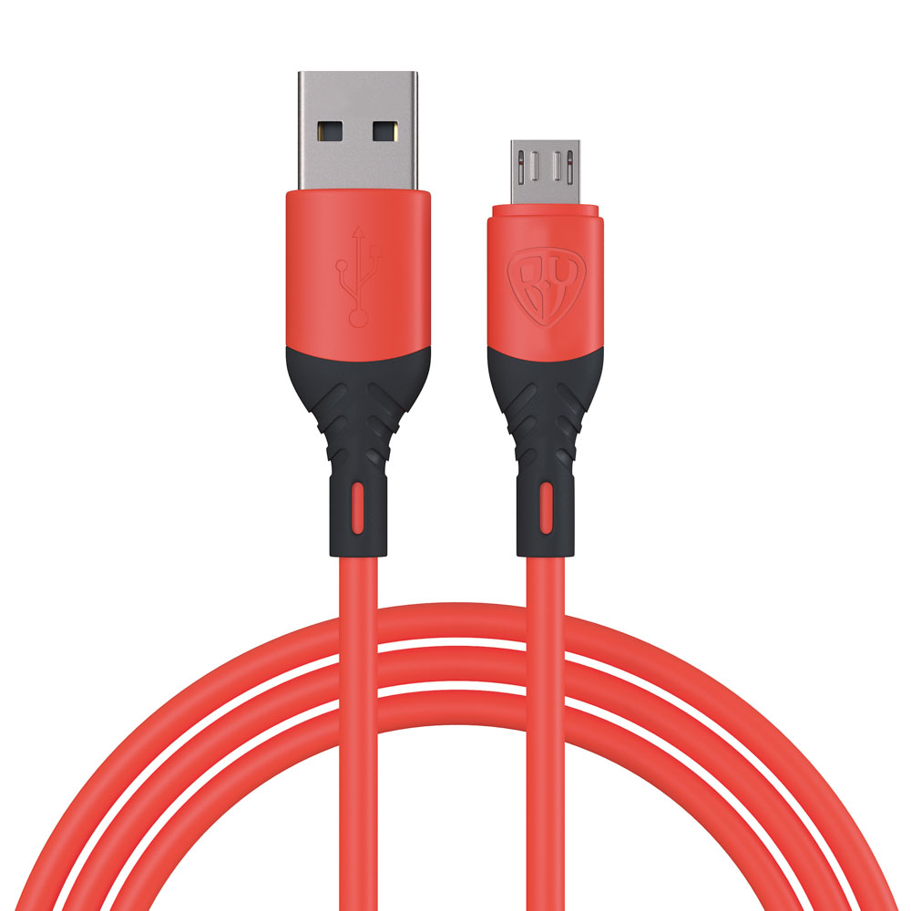 Кабель для зарядки USB(A)-microUSB BY Карнавал, 1м, 2,4А, красный, арт.№ 931-238