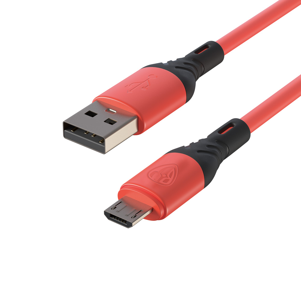 Кабель для зарядки USB(A)-microUSB BY Карнавал, 1м, 2,4А, красный, арт.№ 931-238