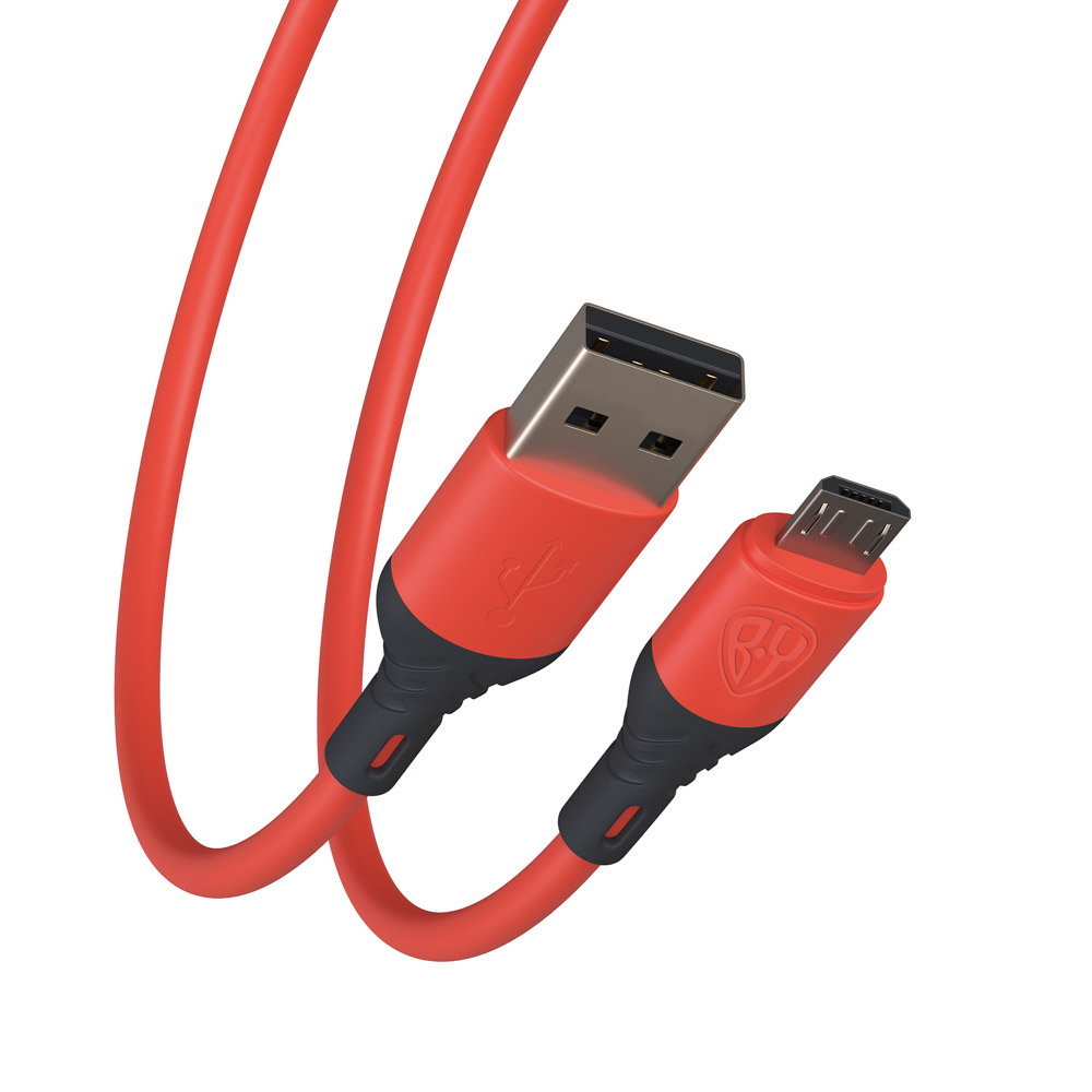 Кабель для зарядки USB(A)-microUSB BY Карнавал, 1м, 2,4А, красный, арт.№ 931-238