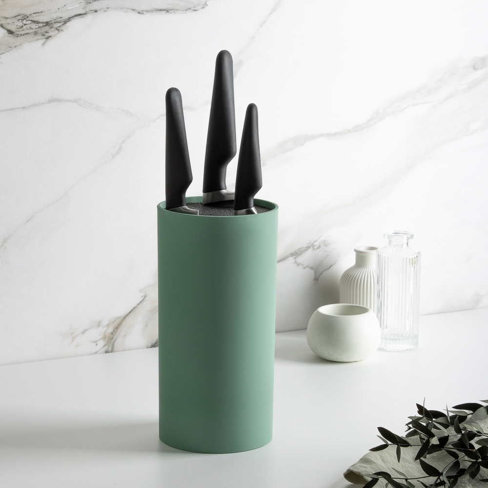 SATOSHI Подставка для ножей с полипропиленовыми разделителями, 11х22см, круглая, 4 цвета, арт.№ 838-027