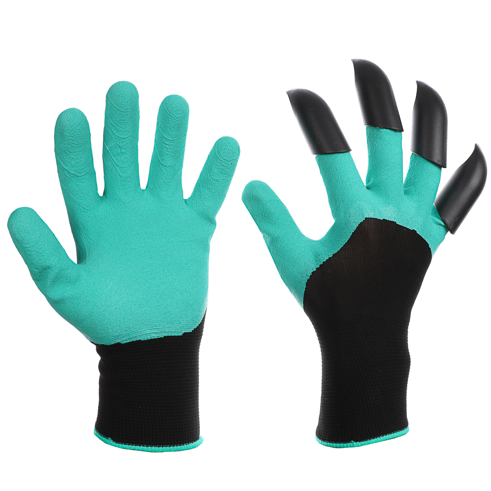 INBLOOM Перчатки садовые нейлоновые с когтями, латексный полуоблив, 10 размер, 24см, 75г, арт.№ 188-067