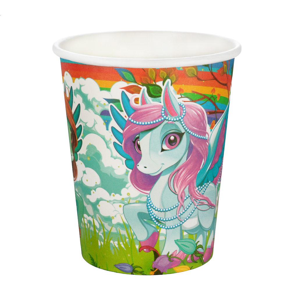 Набор бумажных стаканов 6шт, 200мл, с изображением Единорога, арт.№ 530-203