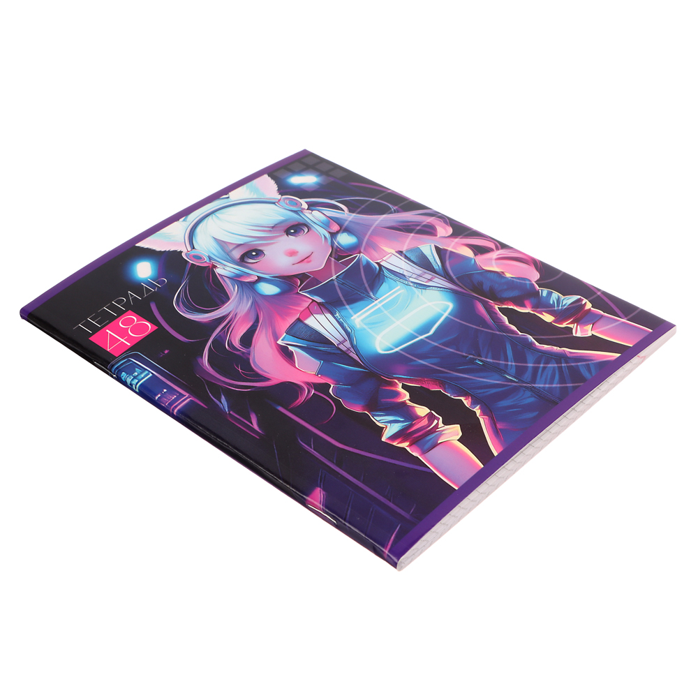 Тетрадь 48л. ClipStudio А5 "Аниме" в клетку, офсет, обложка мел.картон, скрепка, ВД- лак, 5 диз., арт.№ 578-009