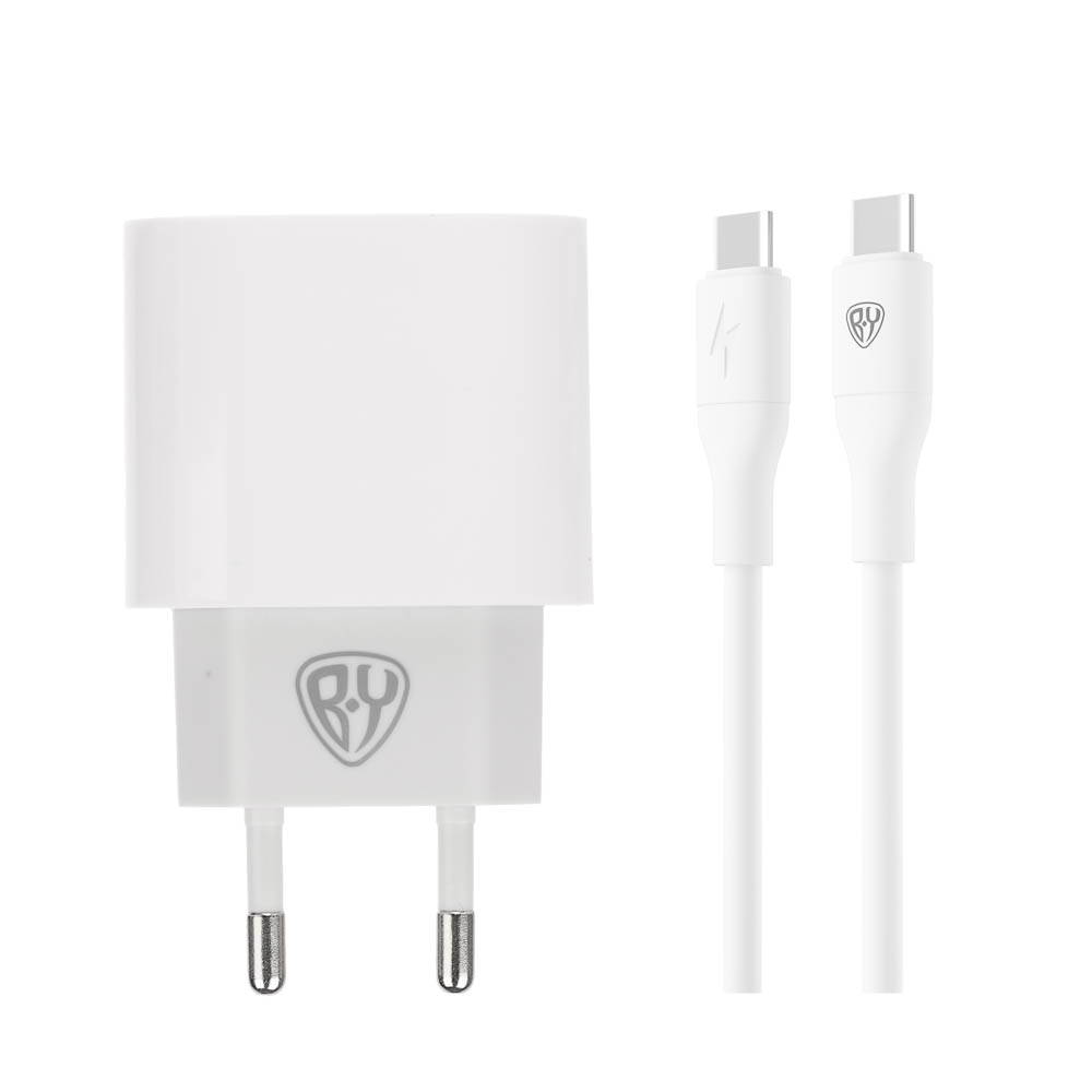 Сетевое зарядное устройство с кабелем BY Ньютон 20Вт,USB-C PD,каб С-С,3А,100см,110-240В,белый, арт.№ 916-260