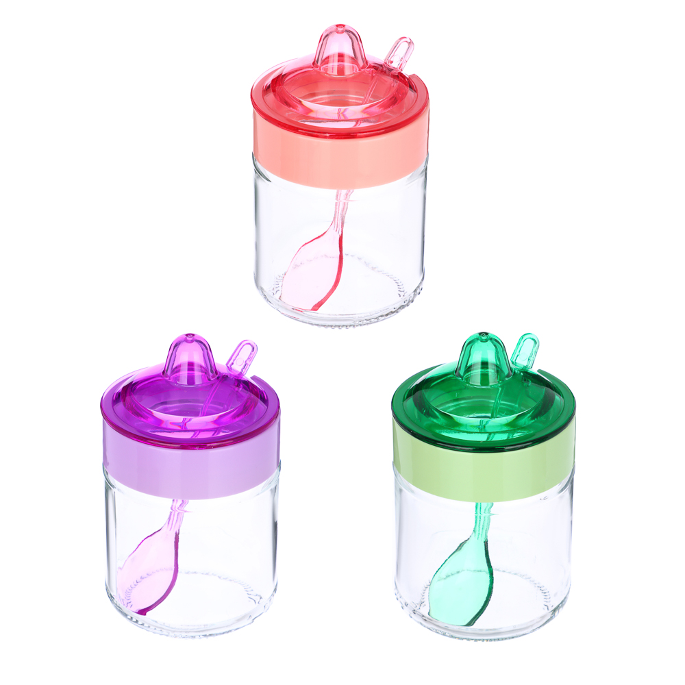 HEREVIN Банка для специй с ложкой, стекло, 200мл, 3 цвета, 131505-500, арт.№ 828-225