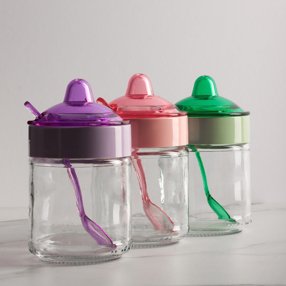 HEREVIN Банка для специй с ложкой, стекло, 200мл, 3 цвета, 131505-500, арт.№ 828-225