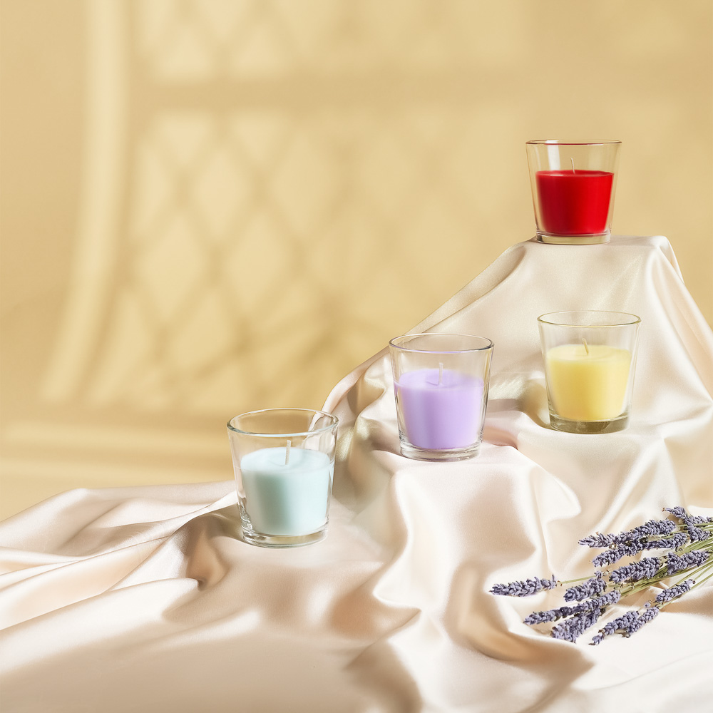 NEW GALAXY Свеча ароматизированная Glass, 85гр. ваниль, лаванда, спелые ягоды, хлопок, арт.№ 778-200