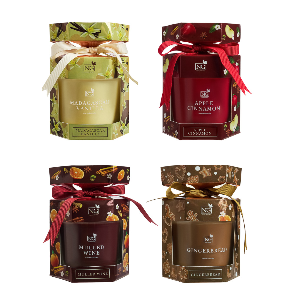NEW GALAXY Свеча ароматизированная 120гр. Глинтвейн, имбирный пряник, ваниль, яблоко с корицей, арт.№ 778-201