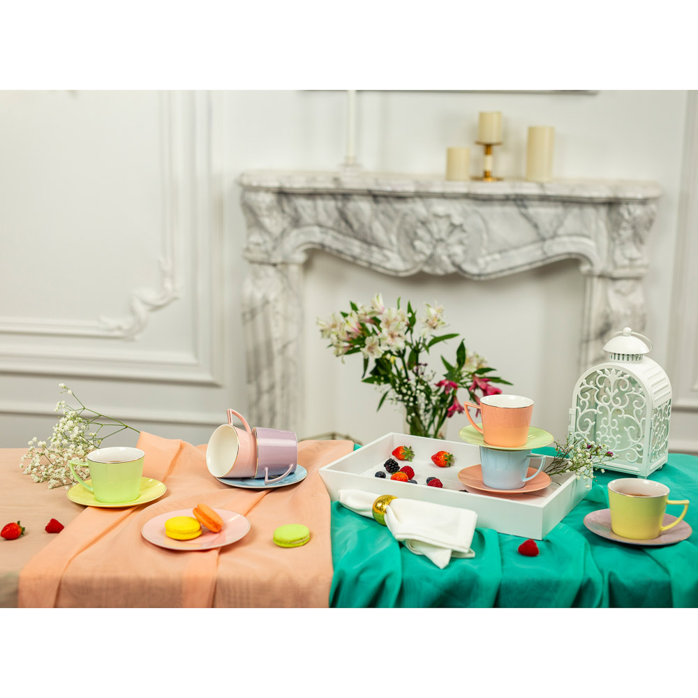 MILLIMI Радуга Набор чайный 12 пр., 250мл, 15см, костяной фарфор, арт.№ 802-100