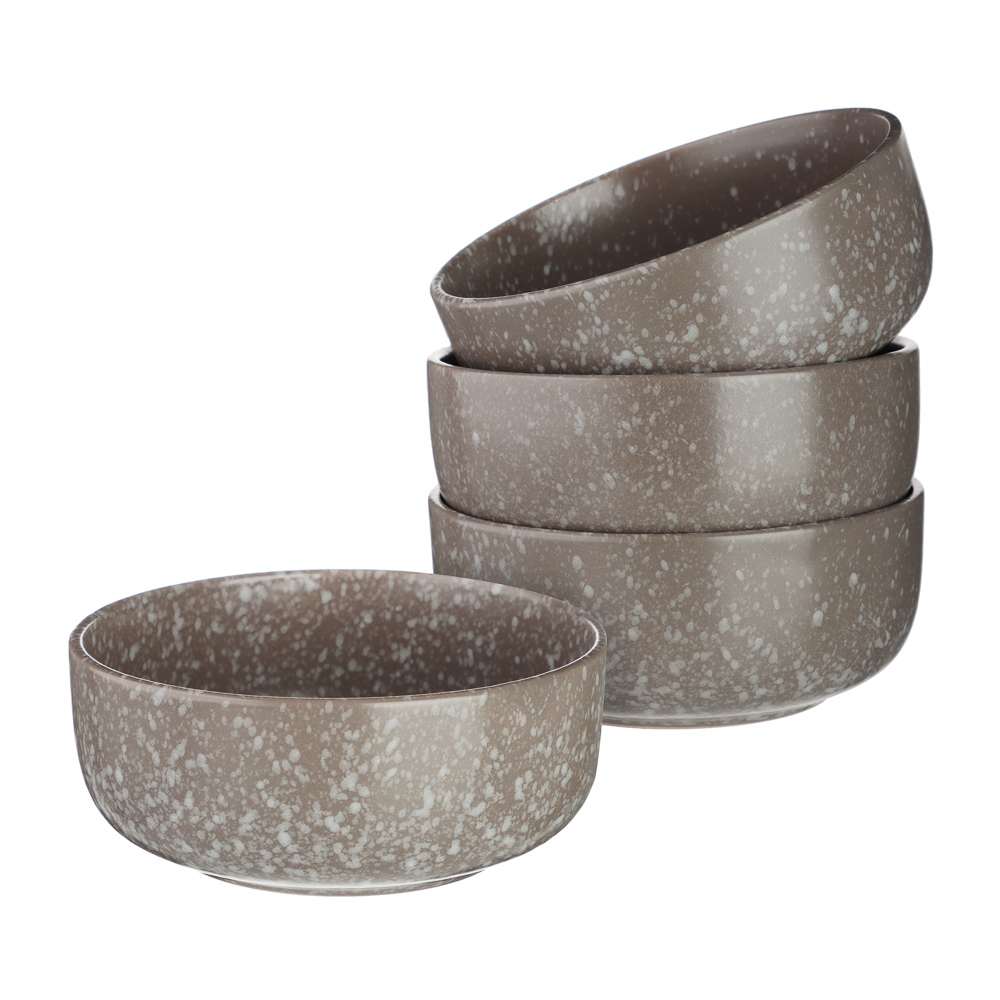 MILLIMI Набор столовой посуды 16 предметов (тарелка 26 см - 4 шт., тарелка 20 см - 4 шт., салатник 14 см - 4 шт., кружка 340 мл - 4 шт.) керамика, серый, арт.№ 824-174